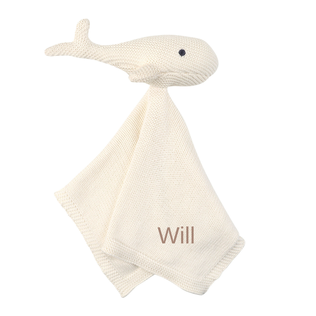 Personalized Organic Knit Whale Lovey