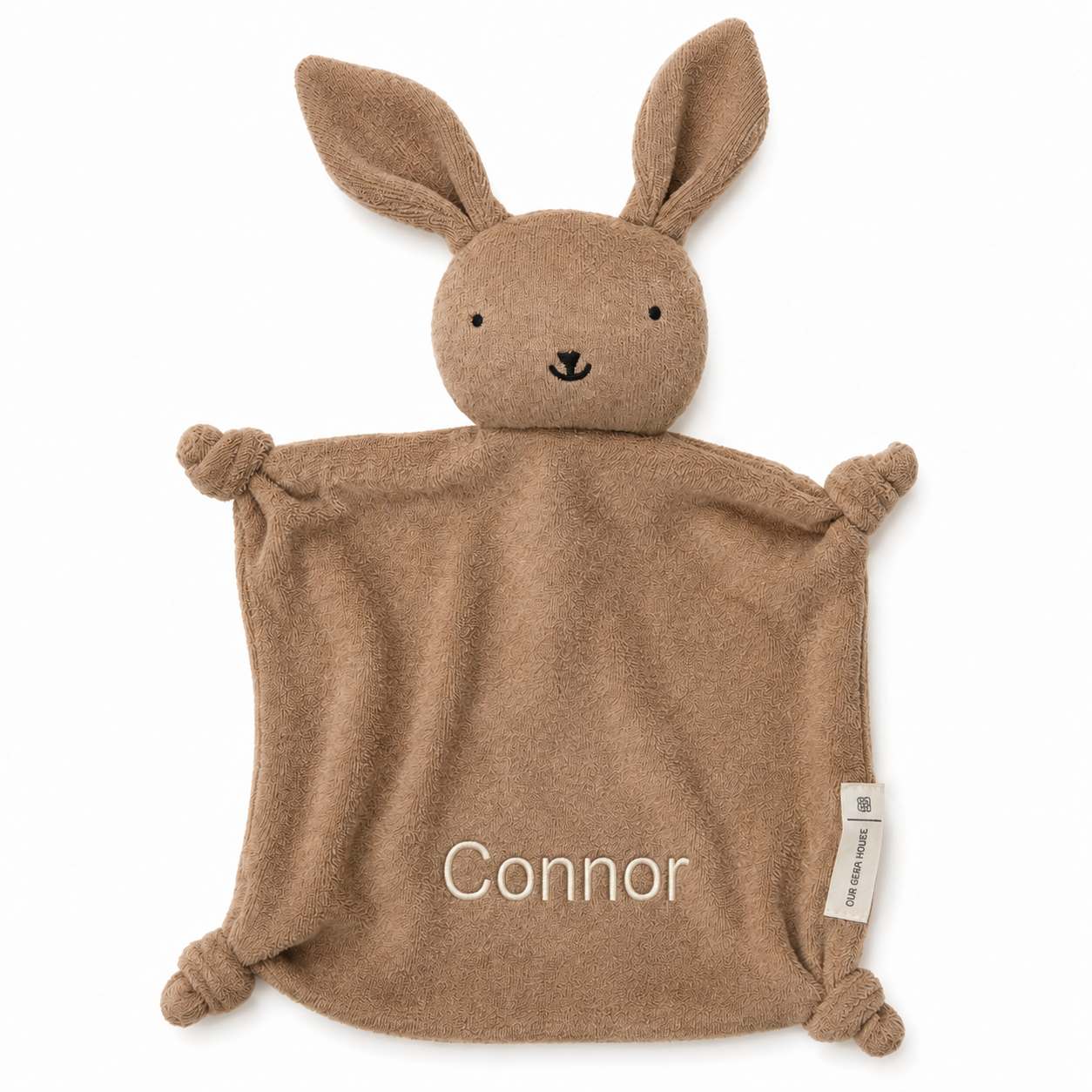 Personalized Organic Baby Lovey - Bunny, Brown