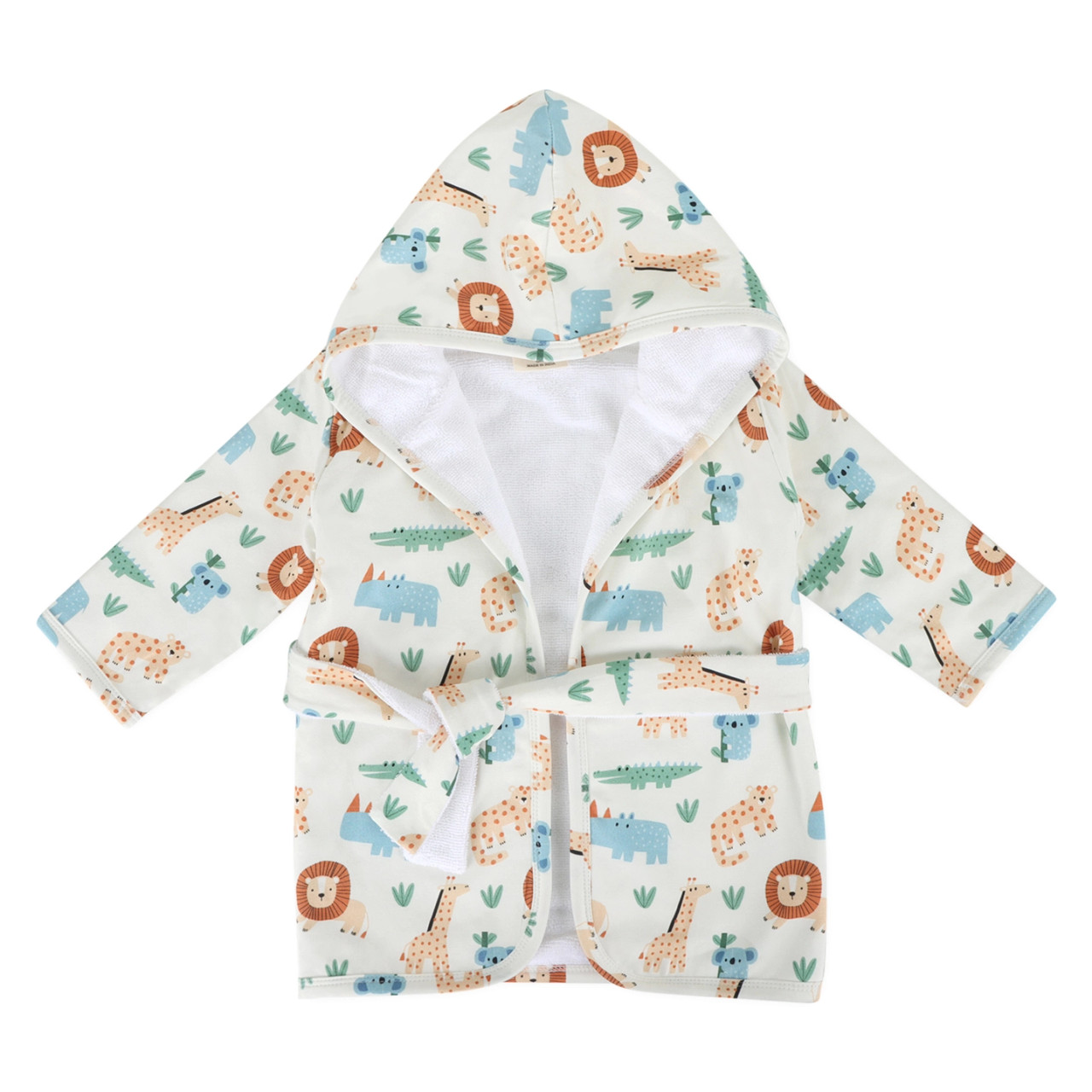 Organic Hooded Baby Bathrobe - Safari