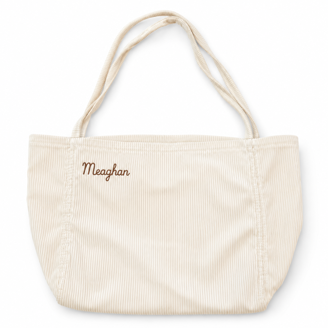 Personalized Organic Corduroy Tote Bag - Cream