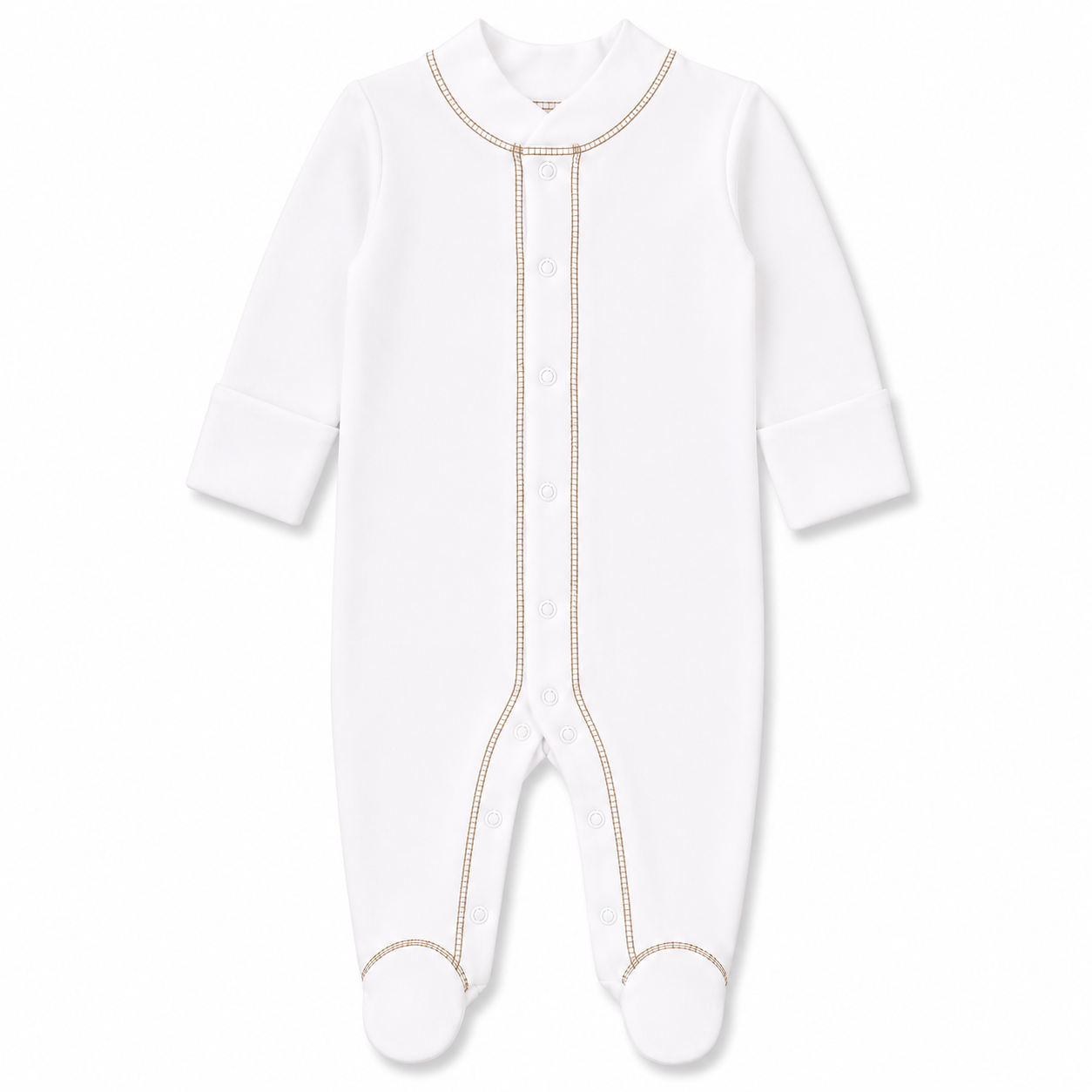 Organic Footed Pajamas - Brown Stitch - 3-6m