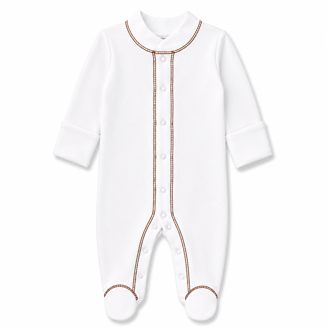 Organic Footed Pajamas - Brown Stitch - 3-6m