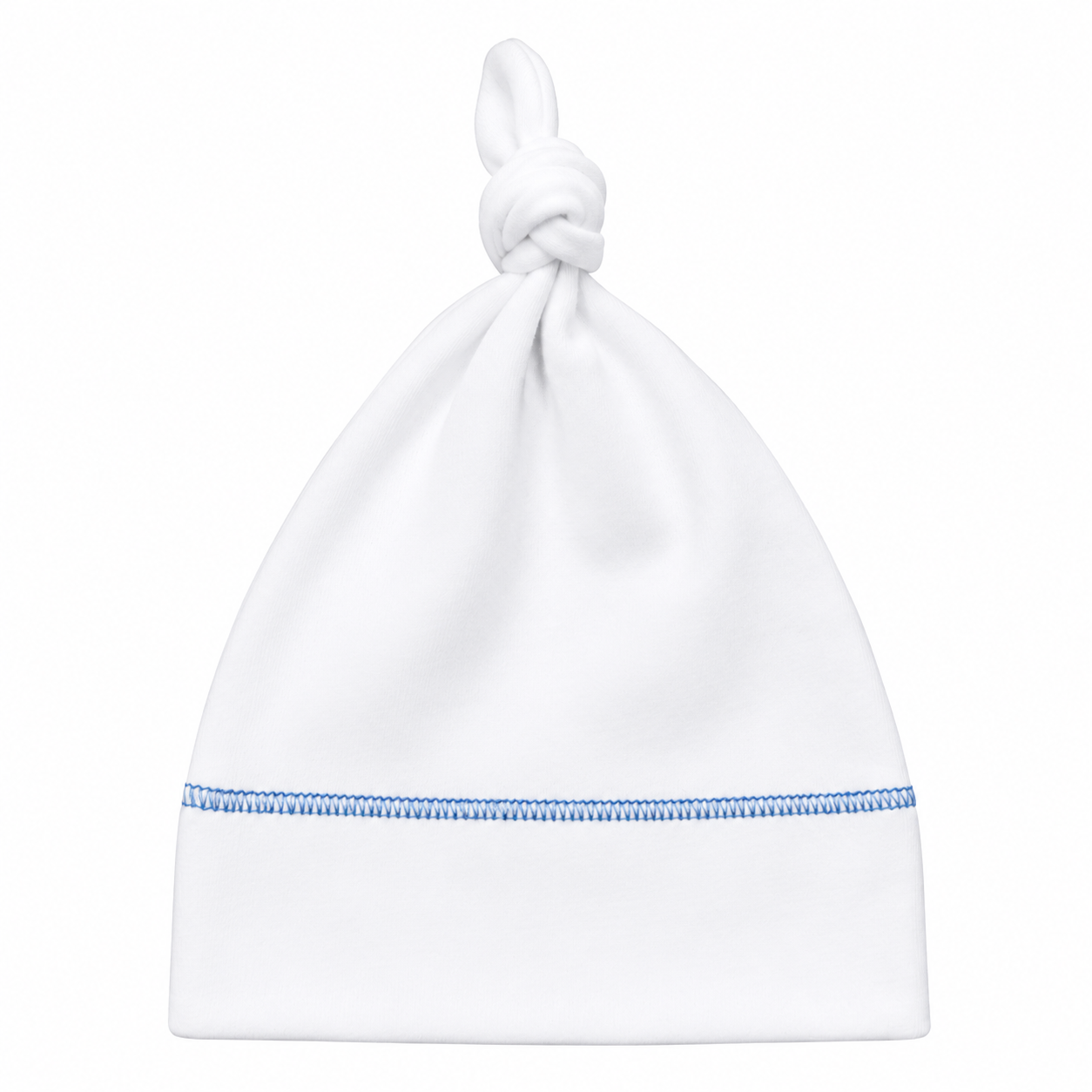 Organic Knot Hat - Blue Stitching - 3-6m