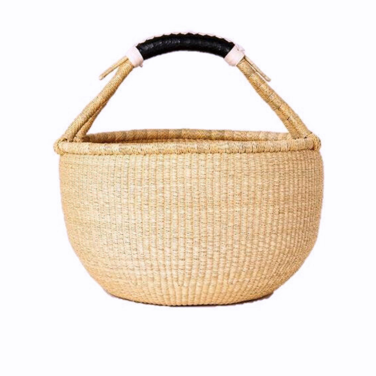 African Bolga Basket with Leather Handle
