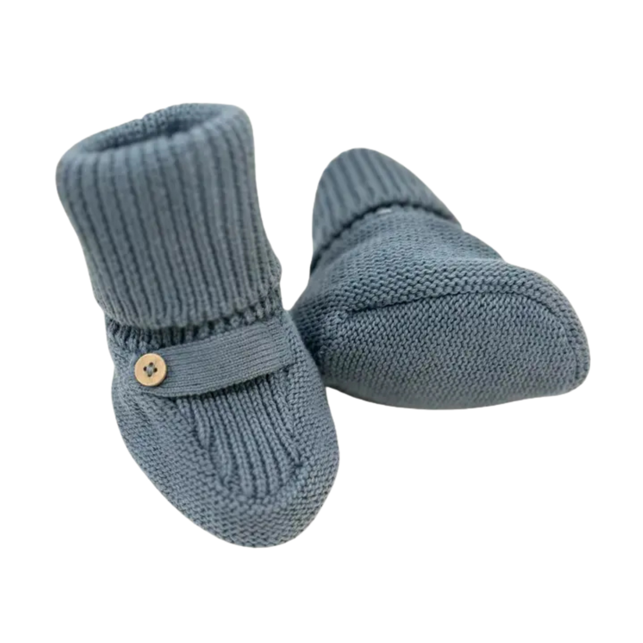 Organic Knit Baby Booties - Blue, 0-6m