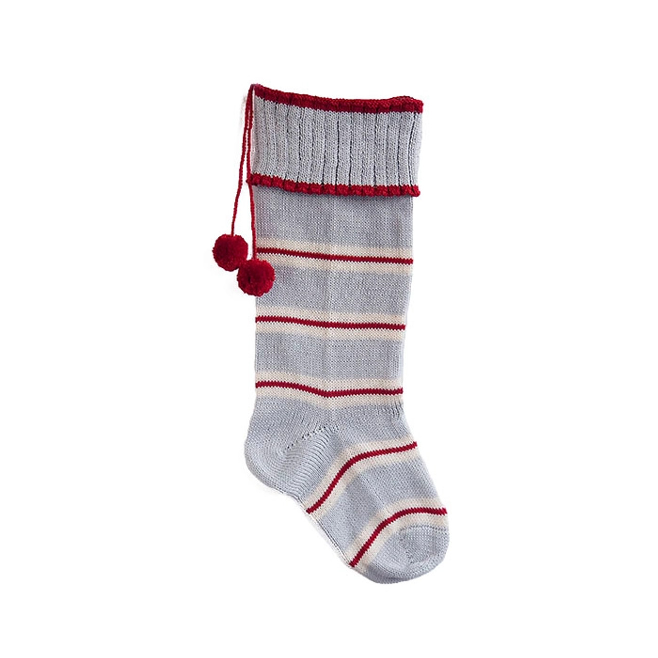 Hand-Knit Candy Stripe Stocking - Grey Hand-Knit Candy Stripe Stocking - Grey