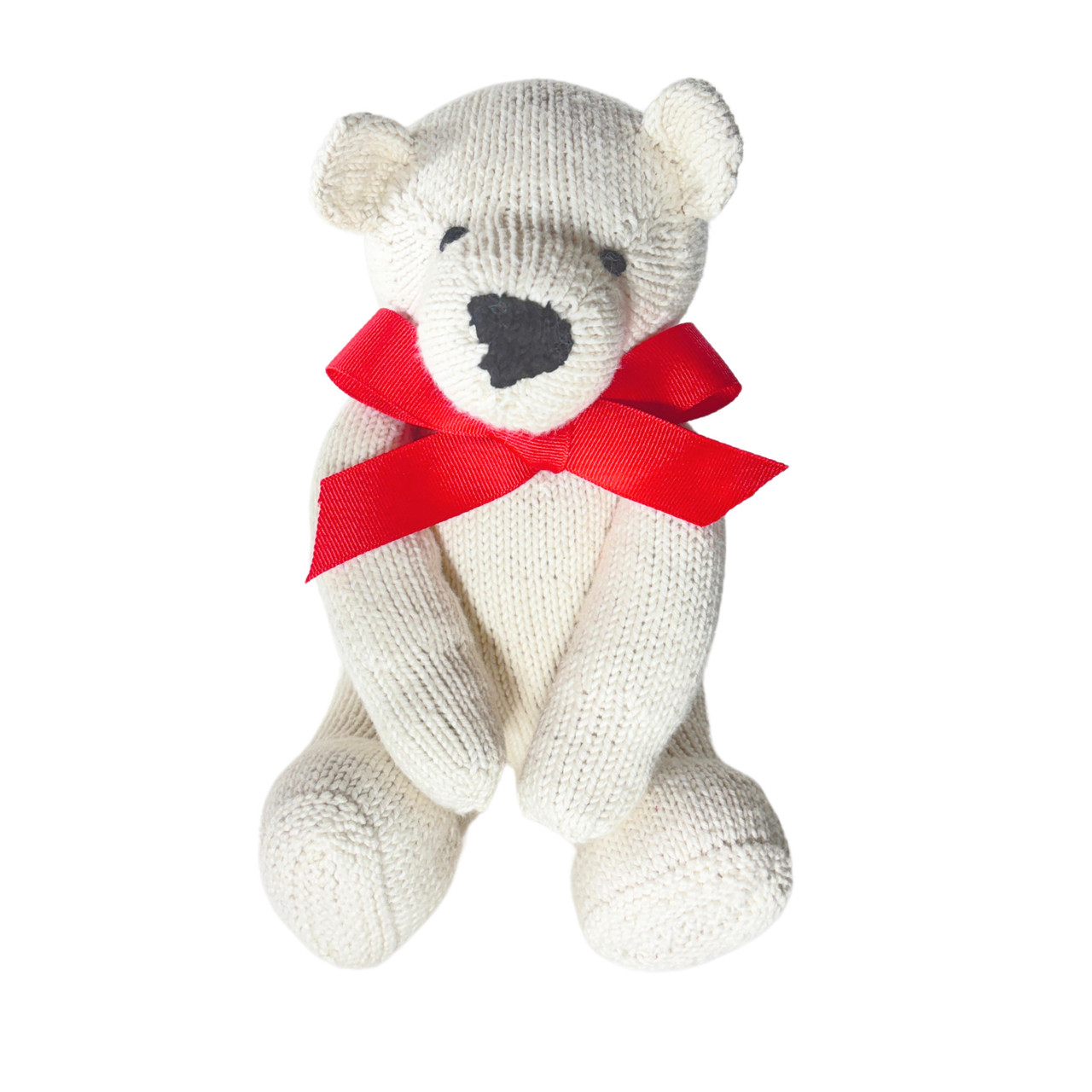 Organic Stuffed Bear with Festive Ribbon Organic Stuffed Bear with Festive Ribbon