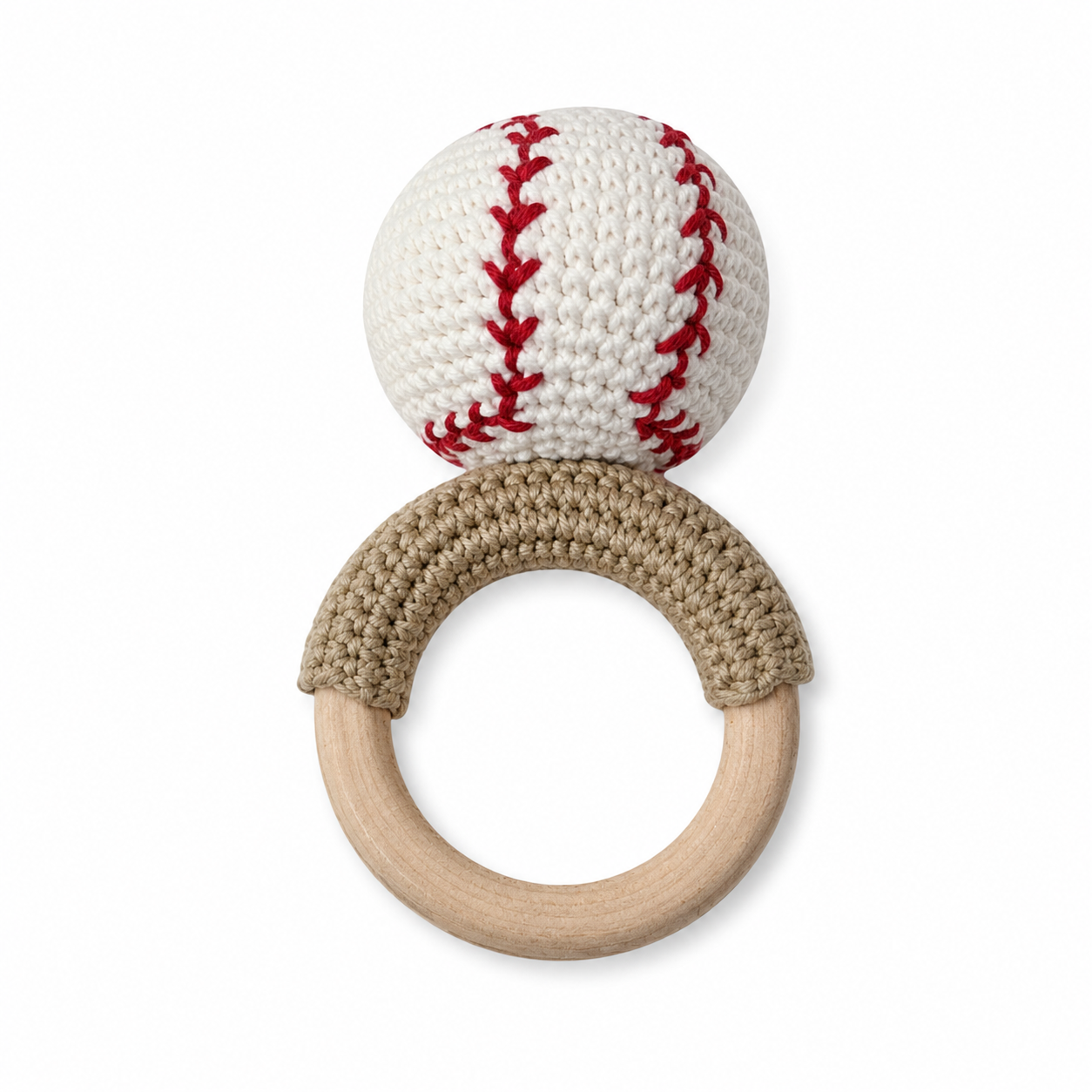 Organic Baby Rattle - Baseball