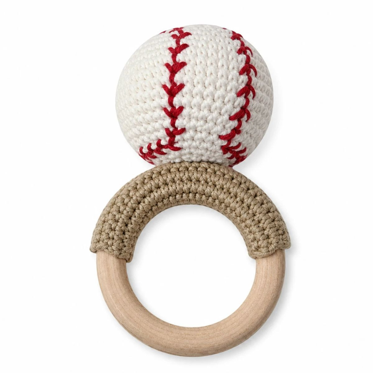 Organic Baby Rattle - Baseball