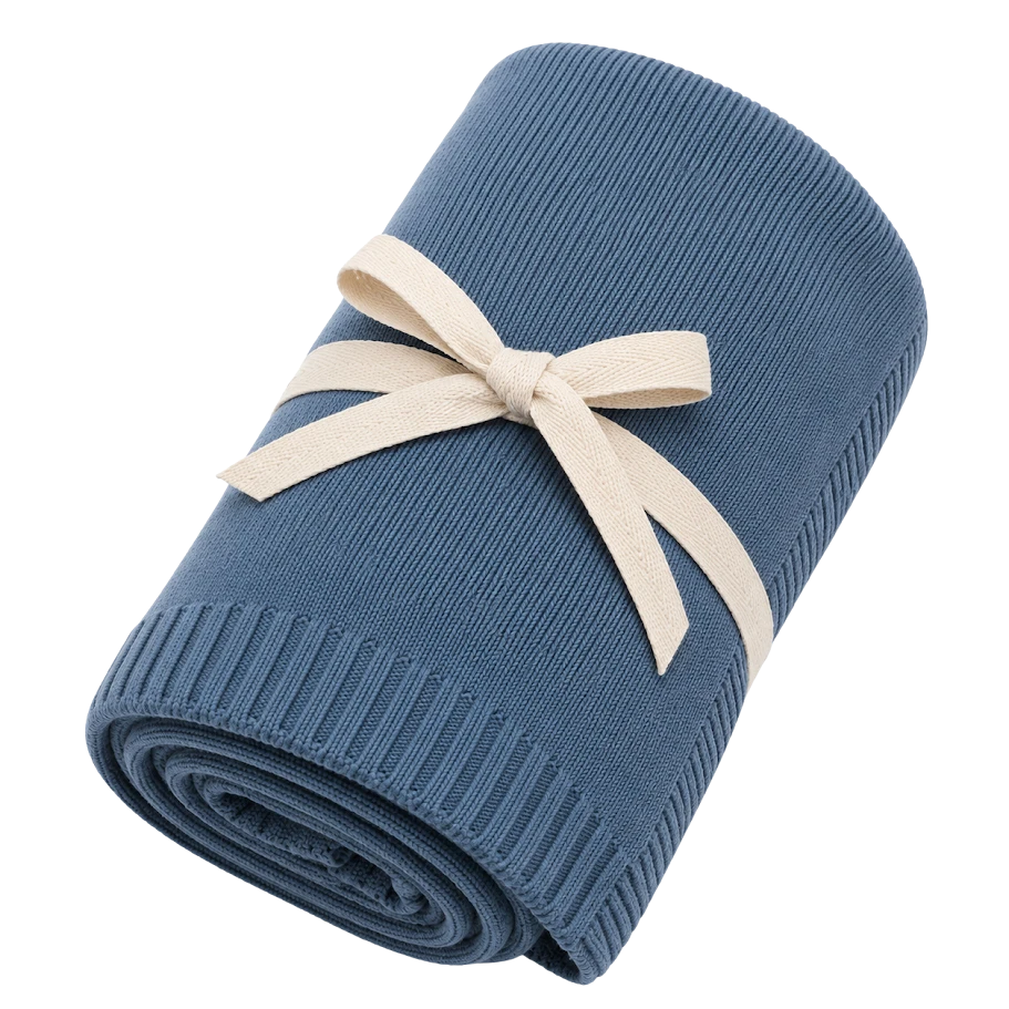 Organic Baby Blanket - Knit, Blue
