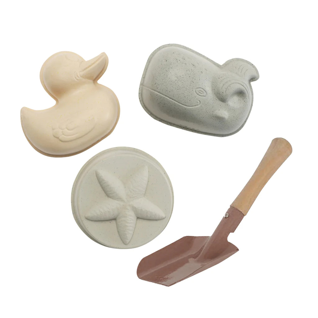 EcoFriendly Beach Toys Natural Rubber Sand Molds and Shovel