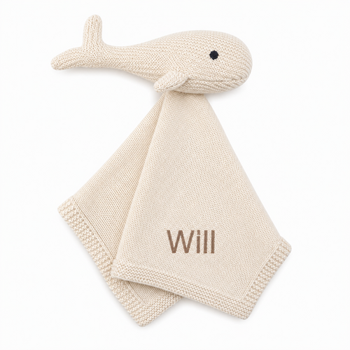 Personalized Organic Knit Whale Lovey