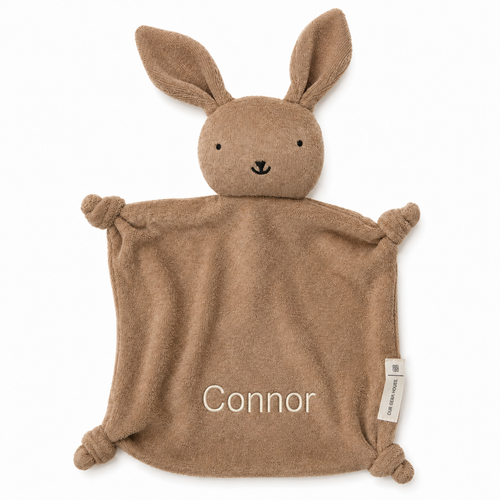 Personalized Organic Baby Lovey - Bunny, Brown