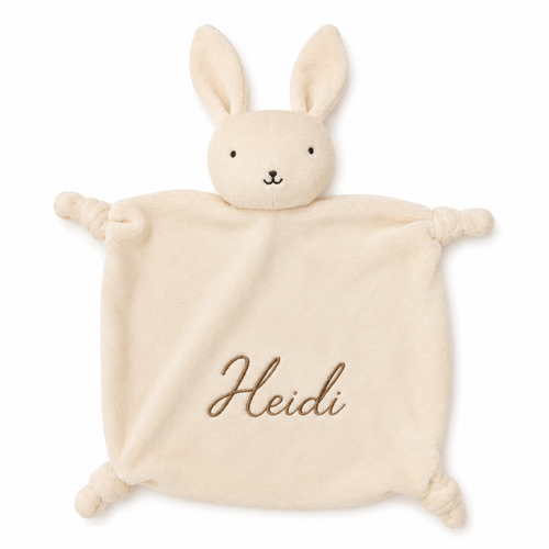 Personalized Organic Baby Lovey - Bunny, White