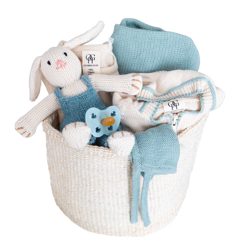 Baby Gift Basket - Daydream in Blue - Choose Overalls or Dress