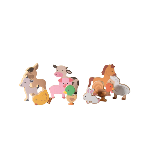 wooden farm toy figurines