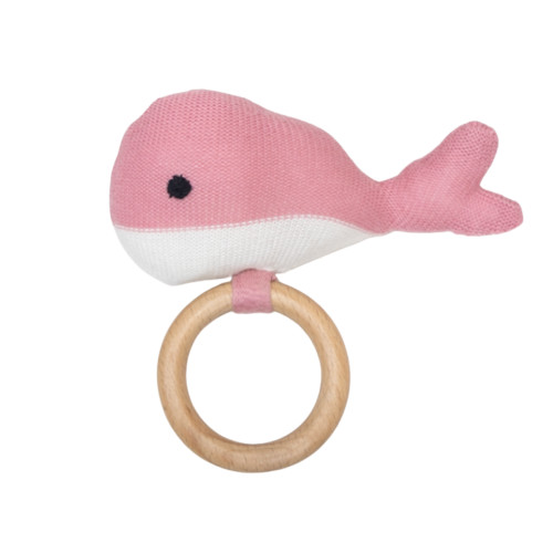 Organic Knit Whale Teether - Pink