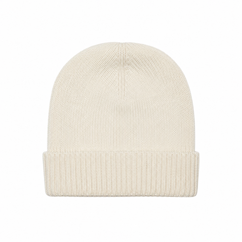 Organic Cotton Knit Baby Hat - Cream, 0-3m