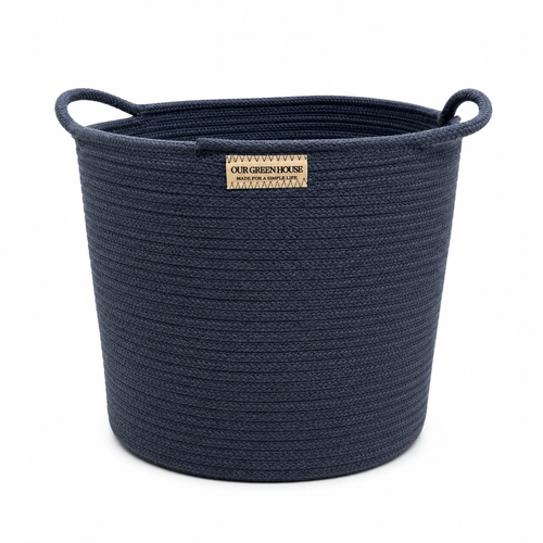 Organic Cotton Rope Basket - Dusty Blue