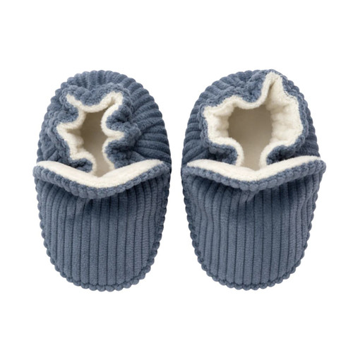 Soft Organic Corduroy Booties - Blue, 0-3m