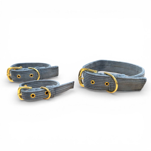 Chunky Organic Corduroy Dog Collar - Blue