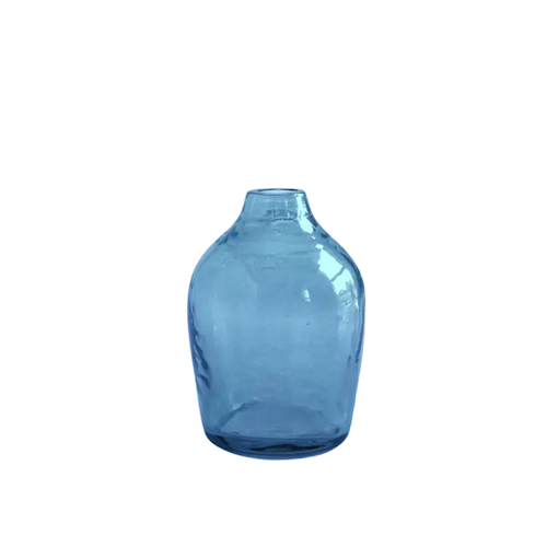 Handblown Flower Vase - Blue