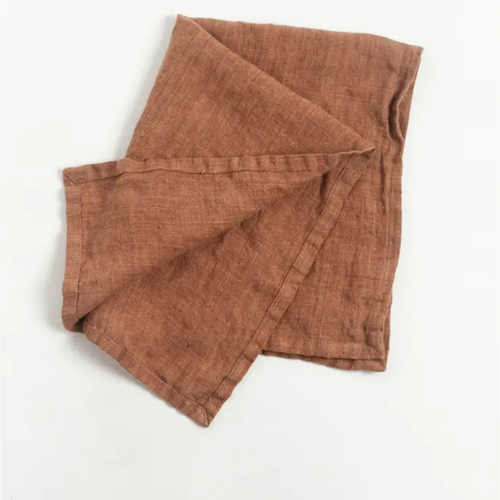 Stone Washed Linen Tea Towel - Terracotta