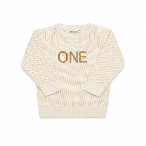 Embroidered Organic Kid's Sweater - "One"