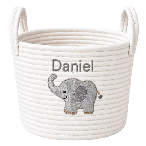 Elephant Cotton Rope Basket - Personalized