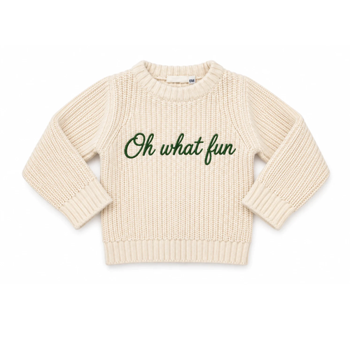 Personalized Holiday Knit Baby Sweater - Cream