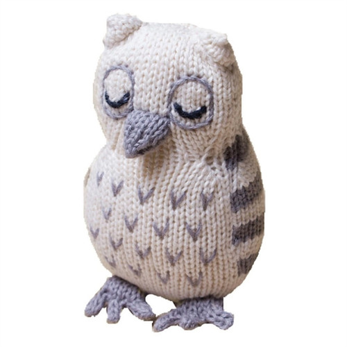 Handknit Organic Baby Toy  - Owl Rattle