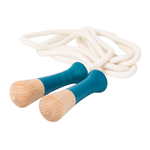 Kids Jump Rope - Natural Cotton Rope - Navy Handles