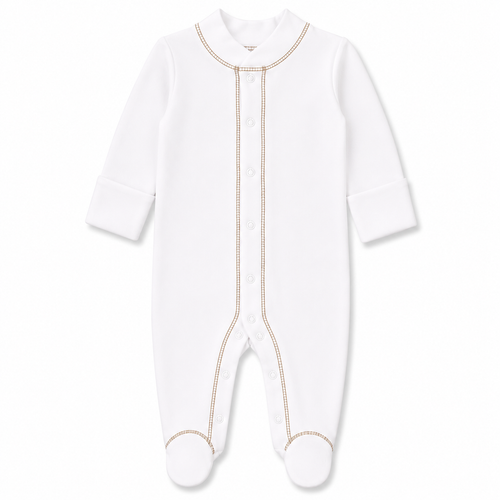 Organic Footed Pajamas - Brown Stitch - Nb-3m