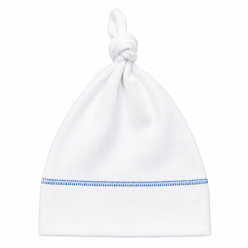 Organic Knot Hat - Blue Stitching - 3-6m