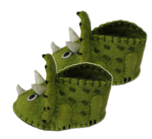 Dinosaur Baby Booties - Wool Felt