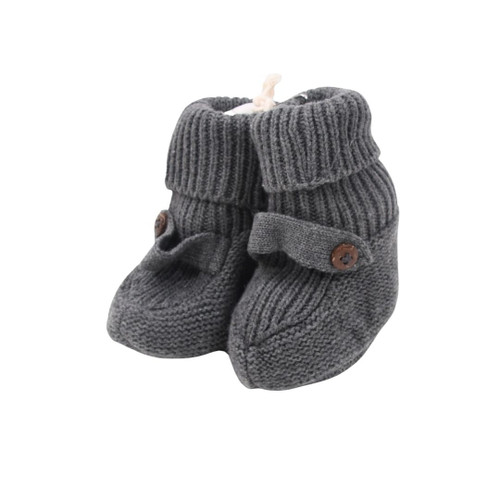 Organic Knit Baby Booties - Charcoal