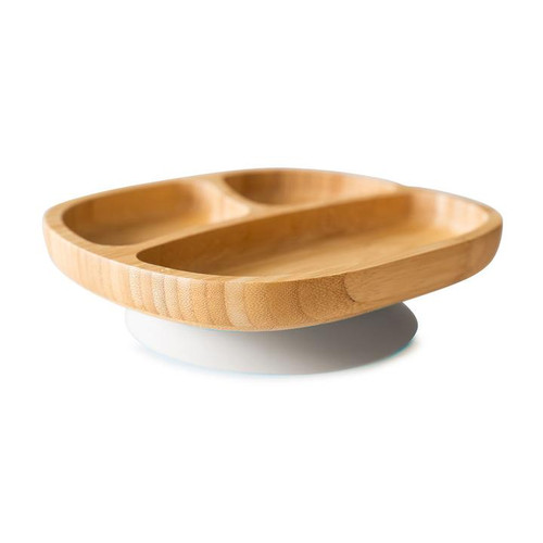 Bamboo Toddler Plate with Suction Base - Grey