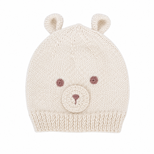 Organic Bear Hat - Pearl, 0-6m