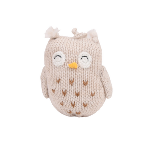 Hand Knit Owl Ornament - Natural