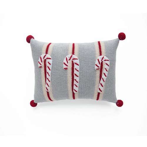 Hand Knit Candy Cane Pillow