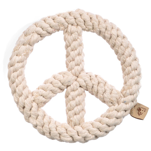 Eco Friendly Dog Rope Toy - Peace Sign, White