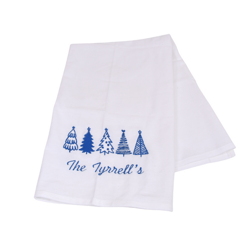 Embroidered Organic Holiday Towel - Personalized, Add Your Name