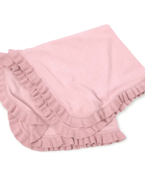 Organic Knit Baby Blanket - Mauve Ruffle