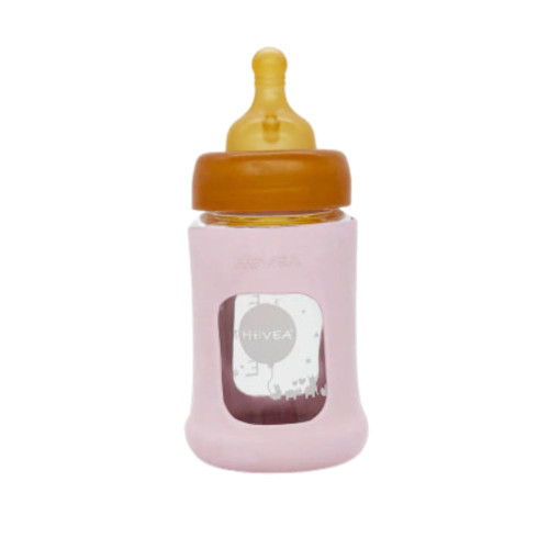 Natural Glass Baby Bottle with Sleeve - Pink, 5 oz.