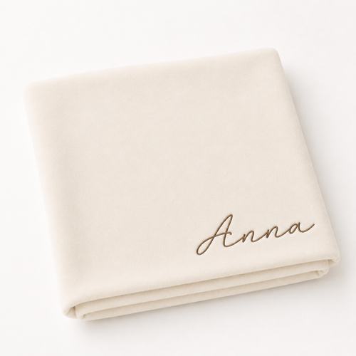 Organic Baby Blanket - Embroidered, Cloud