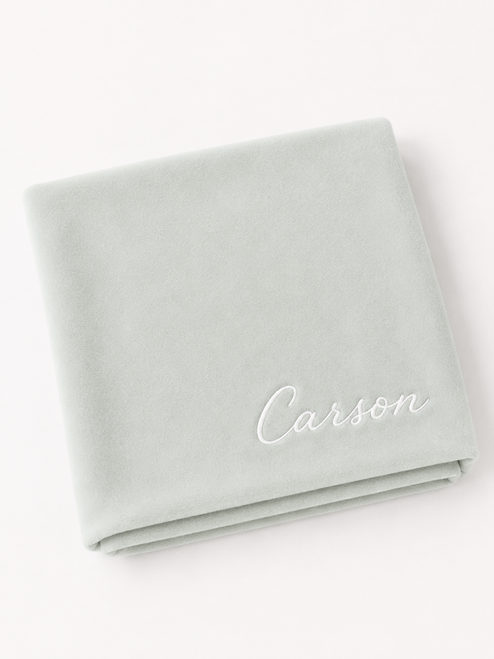 Organic Baby Blanket - Embroidered, Stone