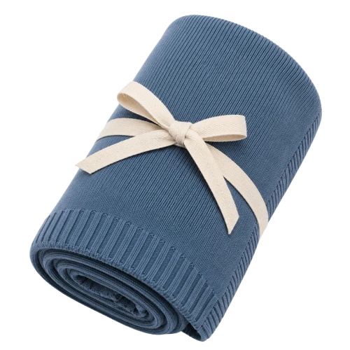 Organic Baby Blanket - Knit, Blue