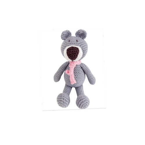 Bebemoss - Organic Mini Knit Teddy Bear, Grey - 8"