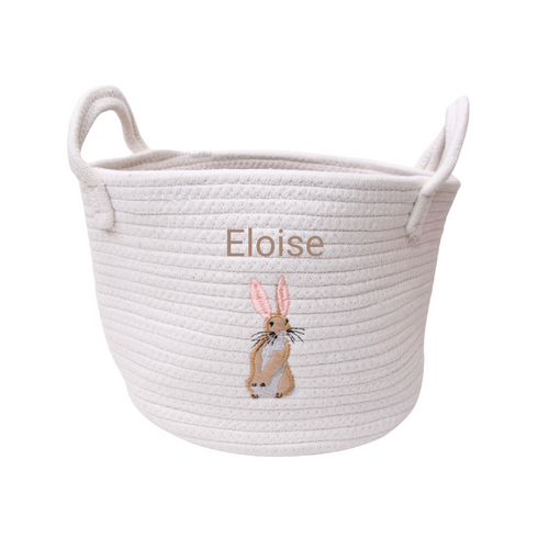 Bunny Cotton Rope Basket - Personalized