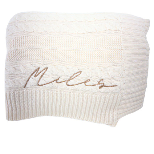 Personalized Organic Cotton Throw Blanket - Natural